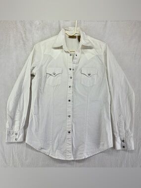 Wrangler White Western Snap-Front Long Sleeve Shirt
